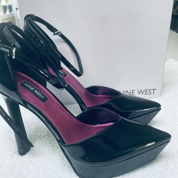 Bran New 🆕 Nine West Black Patent Platform heels 👠 - Picture 7 of 16